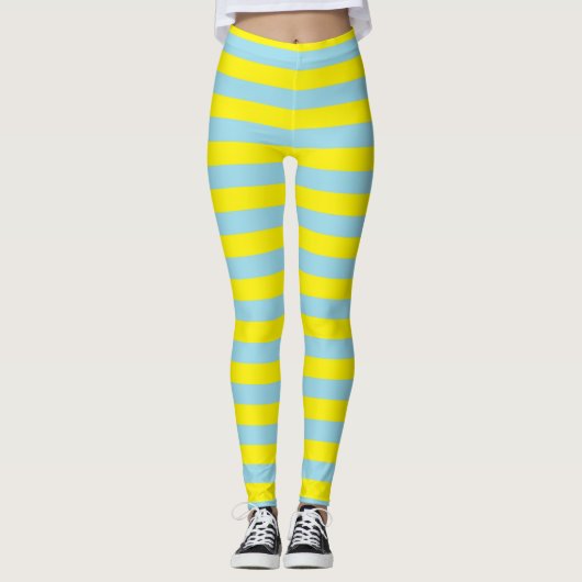Leggings Rayures bleues et jaunes en pastel (Devant)