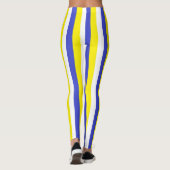 Leggings Rayures bleues, jaunes et blanches verticales (Dos)