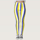 Leggings Rayures bleues, jaunes et blanches verticales (Devant)