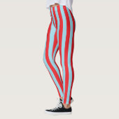 Leggings Rayures bleues rouges et en pastel verticales (Gauche)