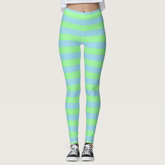 Leggings Rayures bleues vertes et en pastel en bon état (Devant)