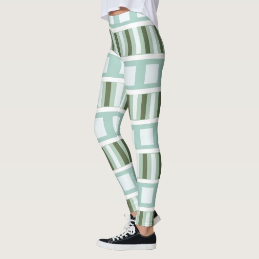 Leggings Rayures carrées vert sarcelle (Gauche)