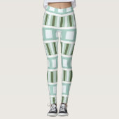Leggings Rayures carrées vert sarcelle (Devant)