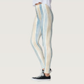 Leggings Rayures Crème Bleu de Plage (Gauche)