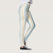 Leggings Rayures Crème Bleu de Plage (Droite)