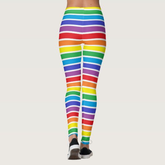 Leggings Rayures d'arc-en-ciel décrites par blanc (Dos)