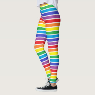 Leggings Rayures d'arc-en-ciel décrites par blanc