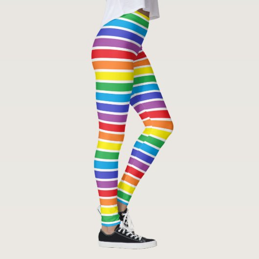 Leggings Rayures d'arc-en-ciel décrites par blanc (Droite)