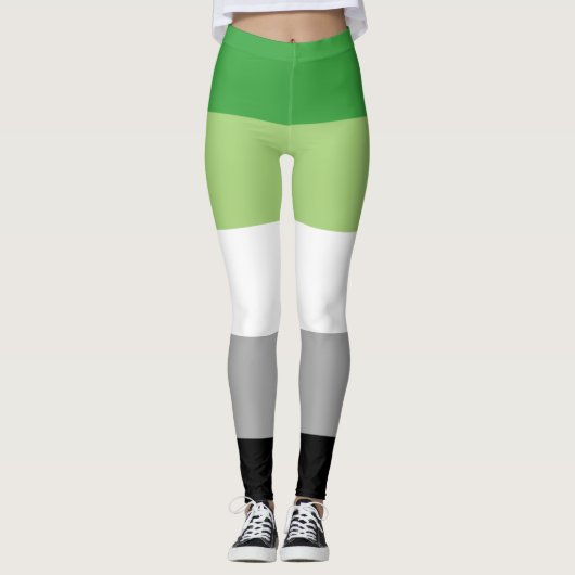 Leggings Rayures de fierté aromantique (Devant)