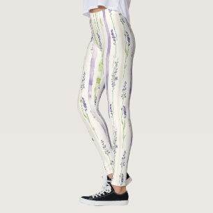 Leggings Rayures de Lavande Floral