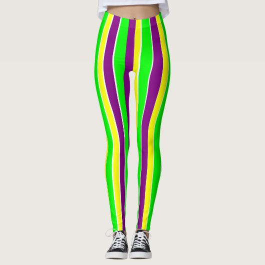 Leggings Rayures de Mardi Gras (Devant)