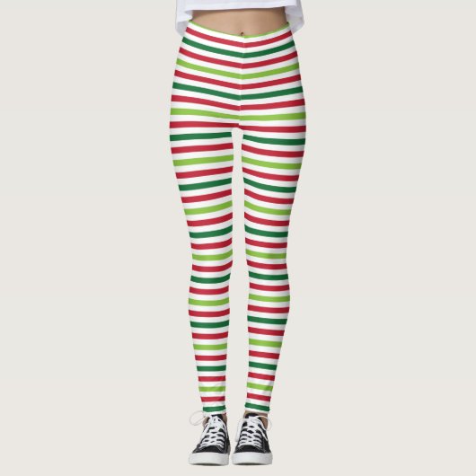Leggings Rayures de Noël (Devant)