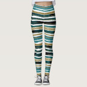 Leggings Rayures de paillettes vertes et dorées (Devant)