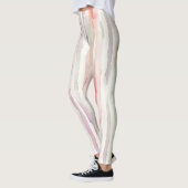 Leggings Rayures de rose de pêche de menthe violette (Gauche)