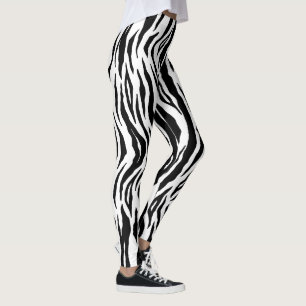 Leggings Rayures de tigre noir et blanc Imprimé animalier