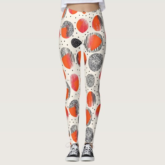 Leggings Rayures de tranche de citron bold (10) (Devant)