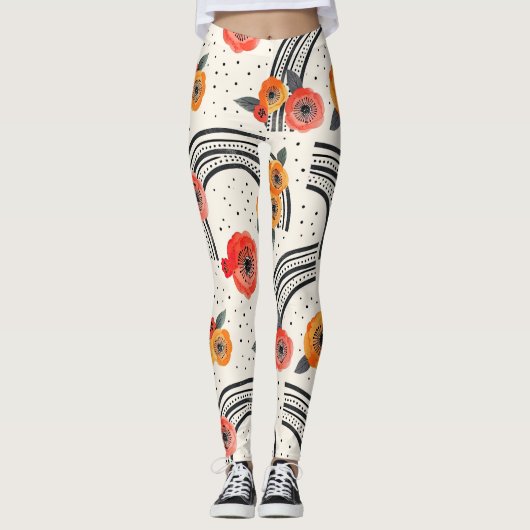 Leggings Rayures de tranche de citron bold (2) (Devant)