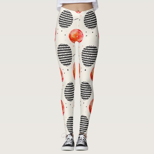 Leggings Rayures de tranche de citron bold (5) (Devant)