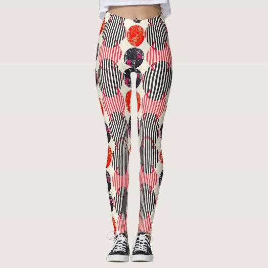 Leggings Rayures de tranche de citron bold (9) (Devant)