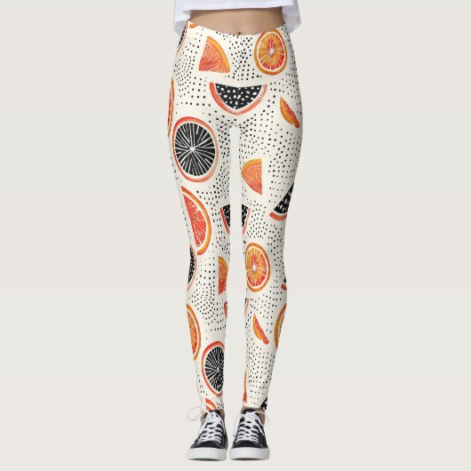Leggings Rayures de tranches de citrus gras (1) (Devant)