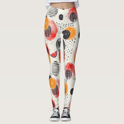 Leggings Rayures de tranches de citrus gras (3) (Devant)