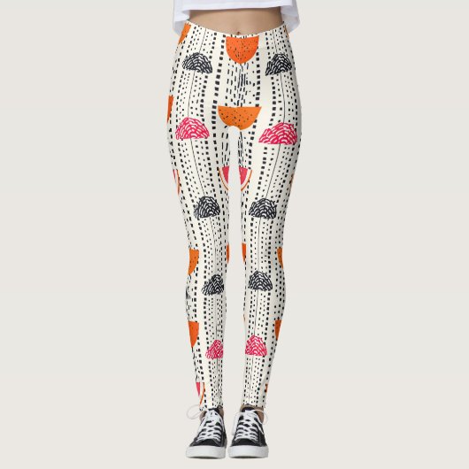 Leggings Rayures de tranches de citrus gras (4) (Devant)
