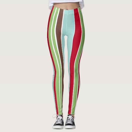 Leggings Rayures de vacances de Noël, couleurs (Devant)