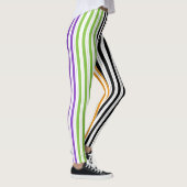 Leggings Rayures d'Halloween Violet Vert Noir Orange (Droite)