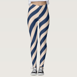 Leggings Rayures diagonales bleues et beige