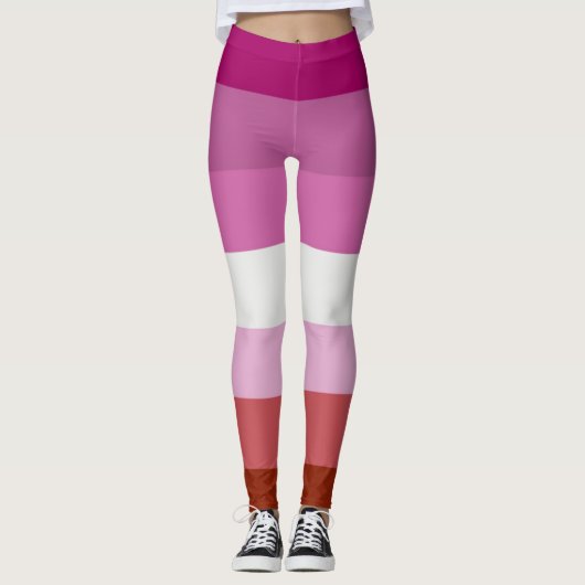 Leggings Rayures du drapeau de fierté lesbienne (Devant)