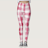 Leggings Rayures écossaises rose blanc (Devant)