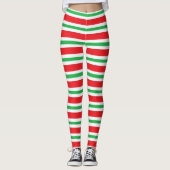Leggings Rayures épaisses et minces rouges, blanches et (Devant)