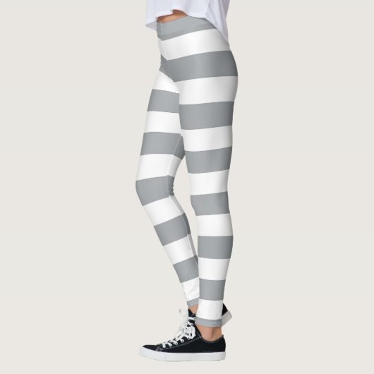 Leggings Rayures grises et blanches (Gauche)