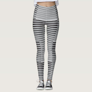 Leggings Rayures grises, noires et blanches