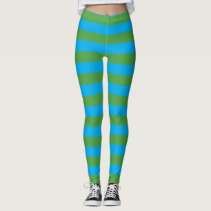 Leggings Rayures horizontales bleues et vertes
