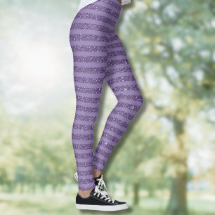 Leggings Rayures horizontales de style pailleté prune fumé