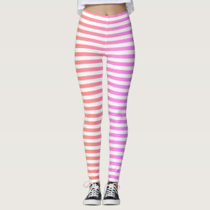 Leggings Rayures horizontales rose pêche blanc classique