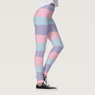 Leggings Rayures inégales en bleu, rose et lilas