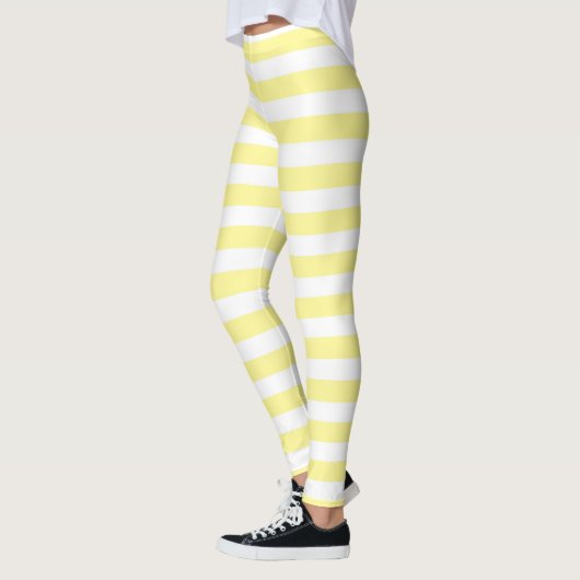 Leggings Rayures jaune pâle et blanches (Gauche)
