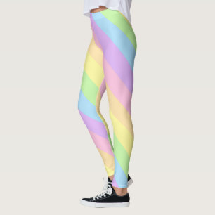 Leggings Rayures/Leggins colorés par arc-en-ciel en pastel