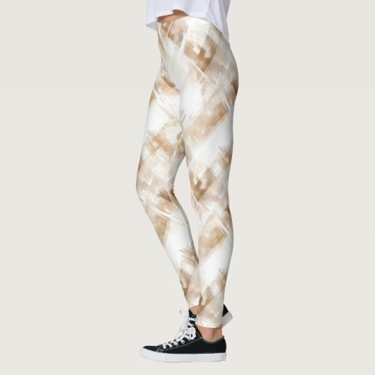Leggings Rayures Marron Crème Rustique (Gauche)