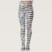 Leggings rayures motif rayées Abstraites beige turquoise p (Devant)