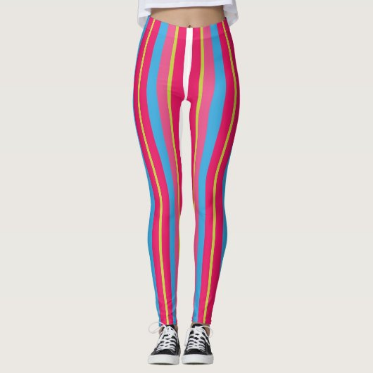 Leggings Rayures Multi Colorées Amusantes (Devant)