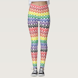 Leggings Rayures multi d'arc-en-ciel de symbole de paix