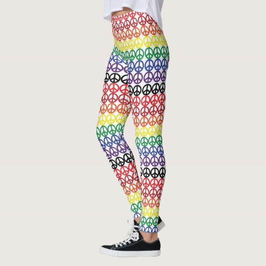 Leggings Rayures multi d'arc-en-ciel de symbole de paix (Gauche)