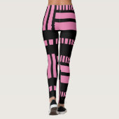 Leggings Rayures.Noir Blanc 01 Fond rose (Dos)