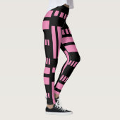 Leggings Rayures.Noir Blanc 01 Fond rose (Droite)