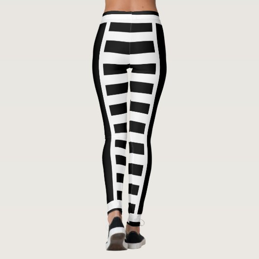Leggings Rayures noires et blanches audacieuses (Dos)