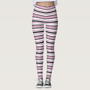 Leggings Rayures noires et blanches avec motif floral magen