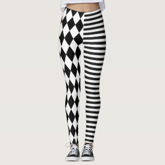 Leggings Rayures noires et blanches et Clown au diamant